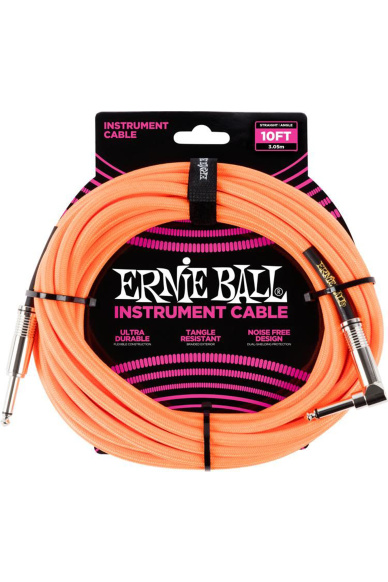 Ernie Ball 6079 Braided Neon Orange Jack Cable 3m