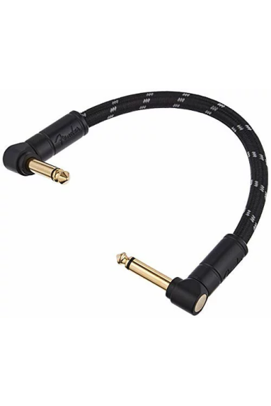 Fender Deluxe Series Instrument Cables Angle/Angle 15cm Black Tweed