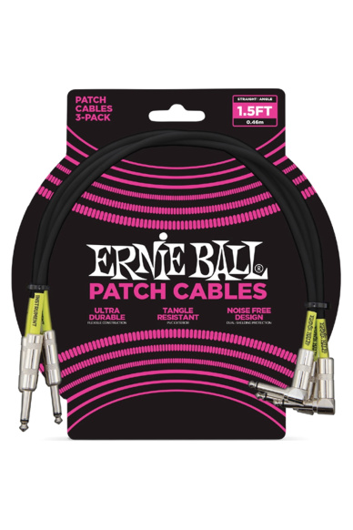 Ernie Ball 6076 Set of 3 Braided Patch Cables 46cm