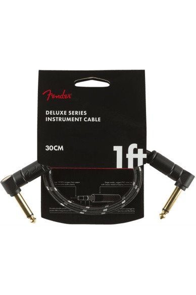 Fender Deluxe Series Instrument Cable 30cm Angle/Angle Black Tweed