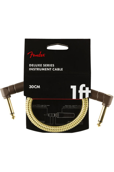 Fender Deluxe Series Instrument Cable 30cm Angle/Angle Tweed