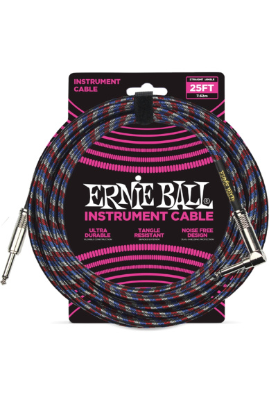 Ernie Ball 6063 Braided Black/Red/Blue Jack Cable 7,62 m