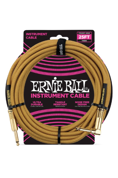 Ernie Ball 6070 Braided Gold/Gold Jack cable 7,62m