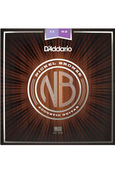 D'Addario NB1152 Nickel Bronze 11-52 Custom Light Acoustic Guitar Strings